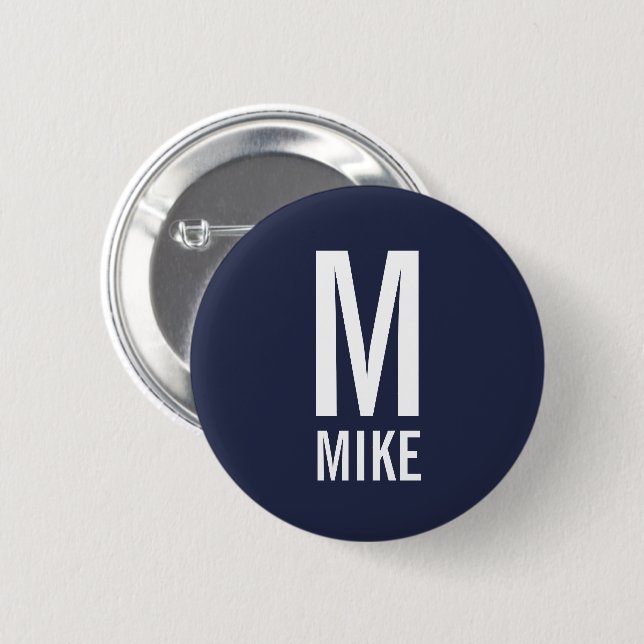 Modern Personalised Monogram and Name 6 Cm Round Badge (Front & Back)