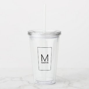 Modern Personalised Monogram and Name Acrylic Tumbler