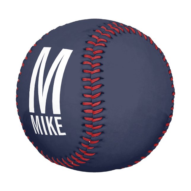 Modern Personalised Monogram and Name Baseball (Angled)