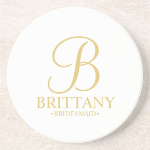 Modern Personalised Monogram and Name Bridesmaid Coaster