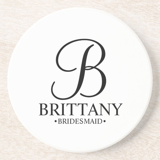 Modern Personalised Monogram and Name Bridesmaid Coaster (Front)