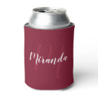 Modern Personalised Monogram and Name Burgundy Red