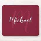 Modern Personalised Monogram and Name Burgundy Red
