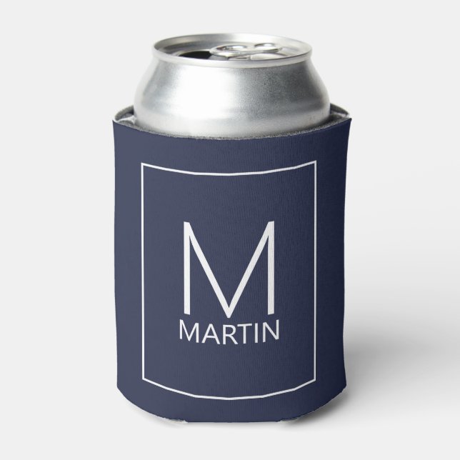 Modern Personalised Monogram and Name Can Cooler (Can Front)