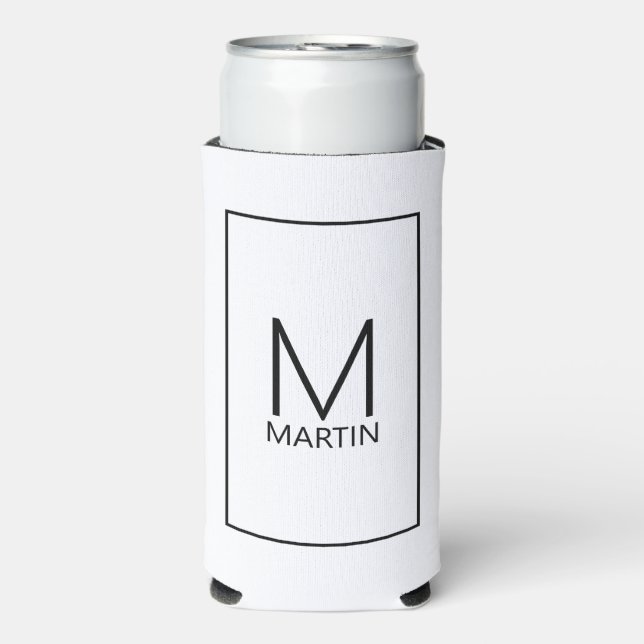 Modern Personalised Monogram and Name Can Cooler (Seltzer Front)