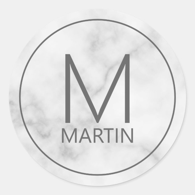 Modern Personalised Monogram and Name Classic Roun Classic Round Sticker (Front)