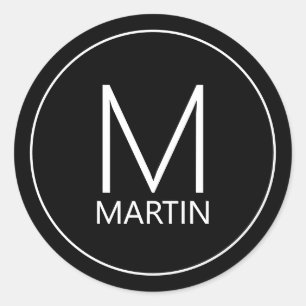 Modern Personalised Monogram and Name Classic Roun Round Sticker