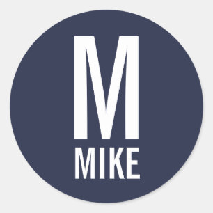 Modern Personalised Monogram and Name Classic Round Sticker