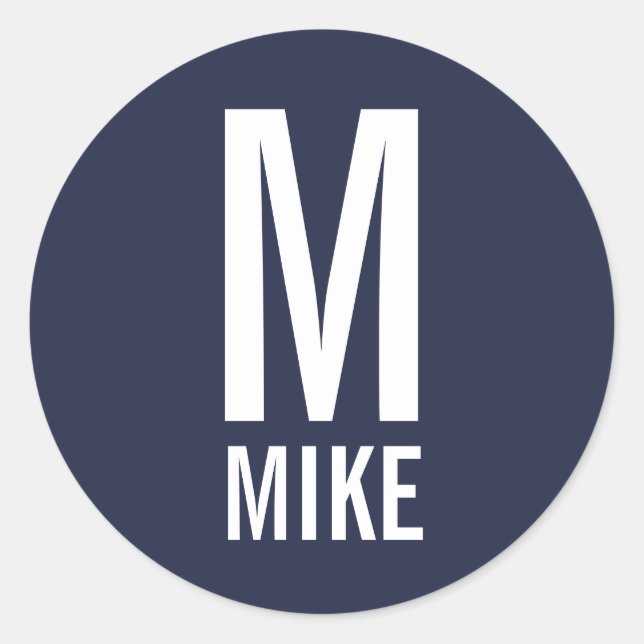 Modern Personalised Monogram and Name Classic Round Sticker (Front)