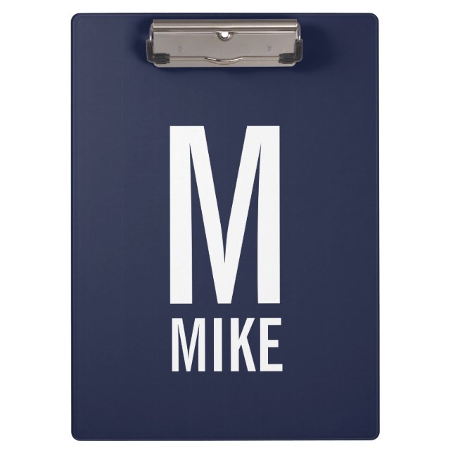 Modern Personalised Monogram and Name Clipboard (Front)