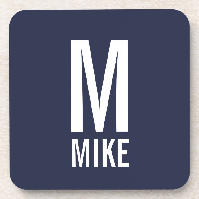 Modern Personalised Monogram and Name Coaster (Front)