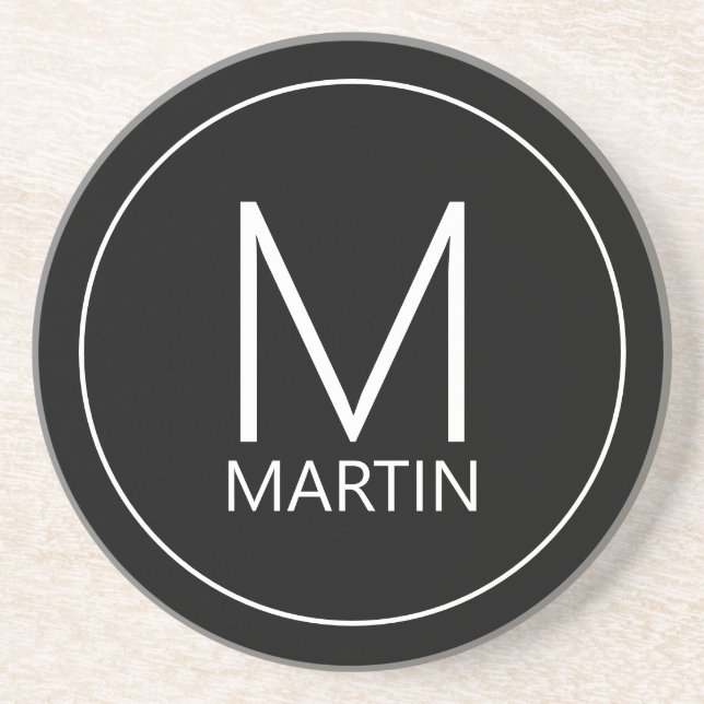 Modern Personalised Monogram and Name Coaster (Front)