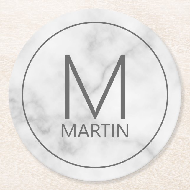 Modern Personalised Monogram and Name Coaster (Front)