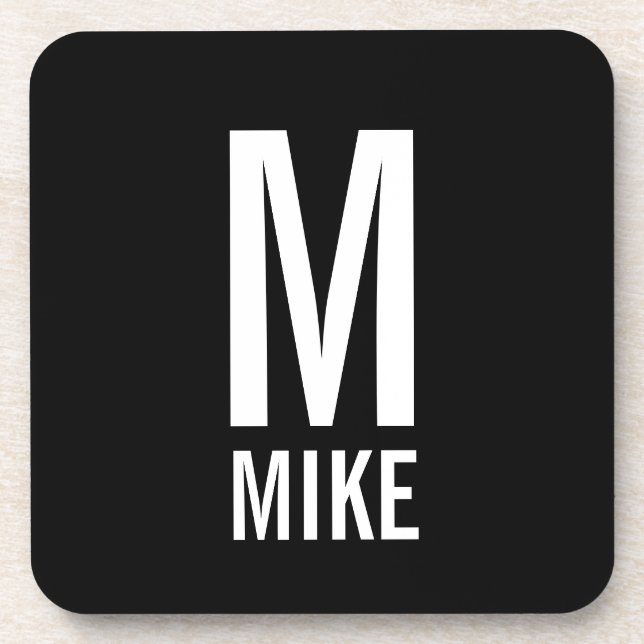 Modern Personalised Monogram and Name Coaster (Front)