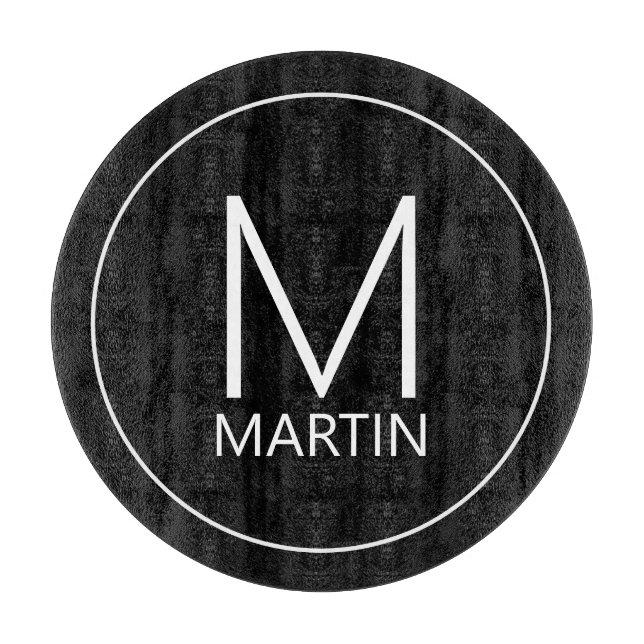 Modern Personalised Monogram and Name Cutting Boar Board (Front)