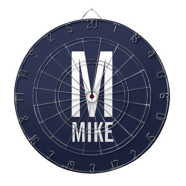 Modern Personalised Monogram and Name Dartboard (Front)