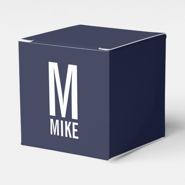 Modern Personalised Monogram and Name Favour Box (Front Side)