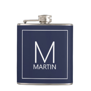 Modern Personalised Monogram and Name Flask