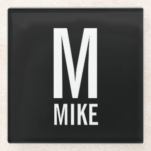 Modern Personalised Monogram and Name Glass Coaster