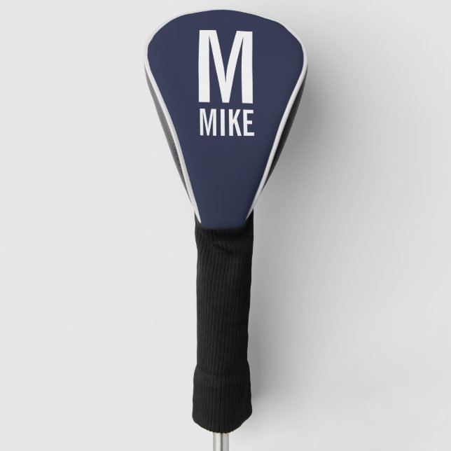 Modern Personalised Monogram and Name Golf Head Cover (Front)