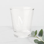 Modern Personalised Monogram and Name Groomsman Shot Glass<br><div class="desc">Modern Personalised Groomsman Gifts
featuring personalised monogram,  groomsman's name and title in white classic serif font style.

Also perfect for Best Man,  Father of the Bride and more.</div>