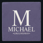 Modern Personalised Monogram and Name Groomsman Stone Coaster<br><div class="desc">Modern Personalised Groomsman Gifts
featuring personalised monogram,  groomsman's name and title in classic serif font style.

Also perfect for Best Man,  Father of the Bride and more.</div>