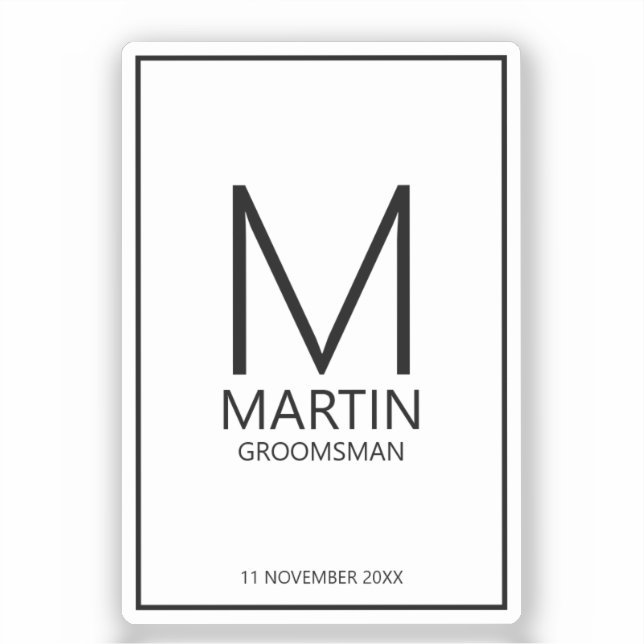 Modern Personalised Monogram and Name Groomsmen (Front)