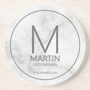 Modern Personalised Monogram and Name Groomsmen Co Coaster