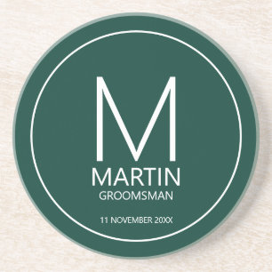 Modern Personalised Monogram and Name Groomsmen Coaster