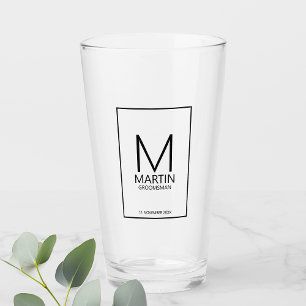 Modern Personalised Monogram and Name Groomsmen Glass