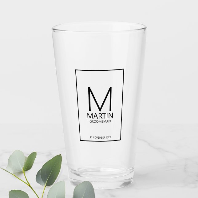 Modern Personalised Monogram and Name Groomsmen Glass (Creator Uploaded)