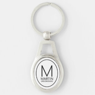 Modern Personalised Monogram and Name Groomsmen Key Ring