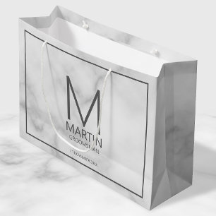 Modern Personalised Monogram and Name Groomsmen Large Gift Bag