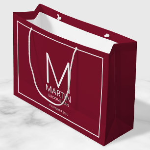 Modern Personalised Monogram and Name Groomsmen Large Gift Bag