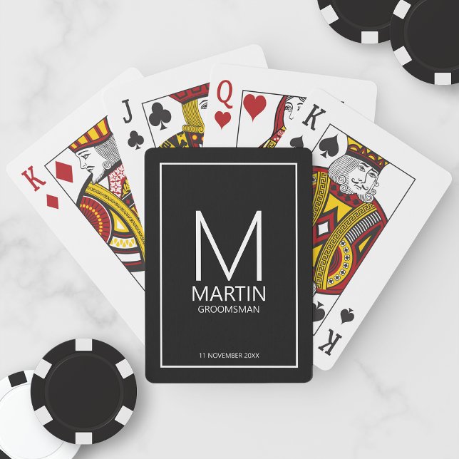 Modern Personalised Monogram and Name Groomsmen Playing Cards (Creator Uploaded)