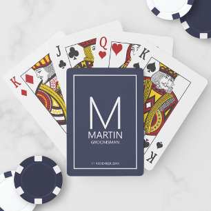 Modern Personalised Monogram and Name Groomsmen Playing Cards