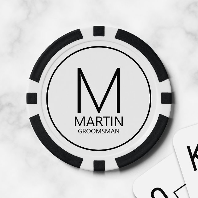 Modern Personalised Monogram and Name Groomsmen Poker Chips (Creator Uploaded)