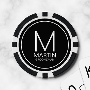 Modern Personalised Monogram and Name Groomsmen Poker Chips