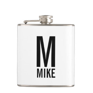 Modern Personalised Monogram and Name Hip Flask
