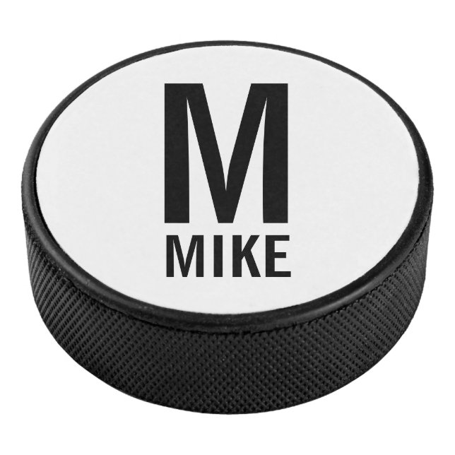 Modern Personalised Monogram and Name Hockey Puck (3/4)