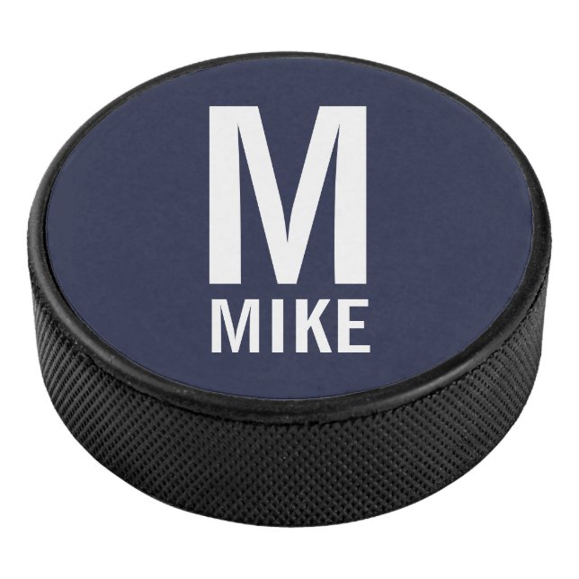 Modern Personalised Monogram and Name Hockey Puck (3/4)
