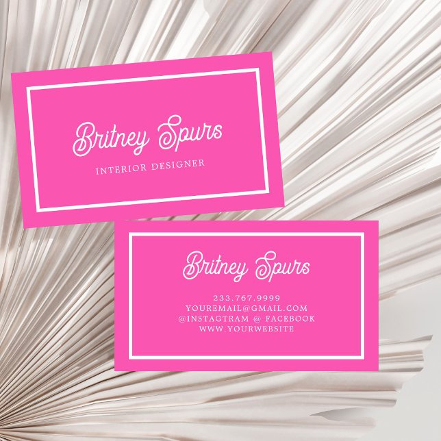 Modern Personalised Monogram and Name Hot Pink Business Card (Creator Uploaded)