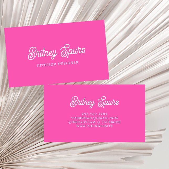 Modern Personalised Monogram and Name Hot Pink Business Card (Creator Uploaded)
