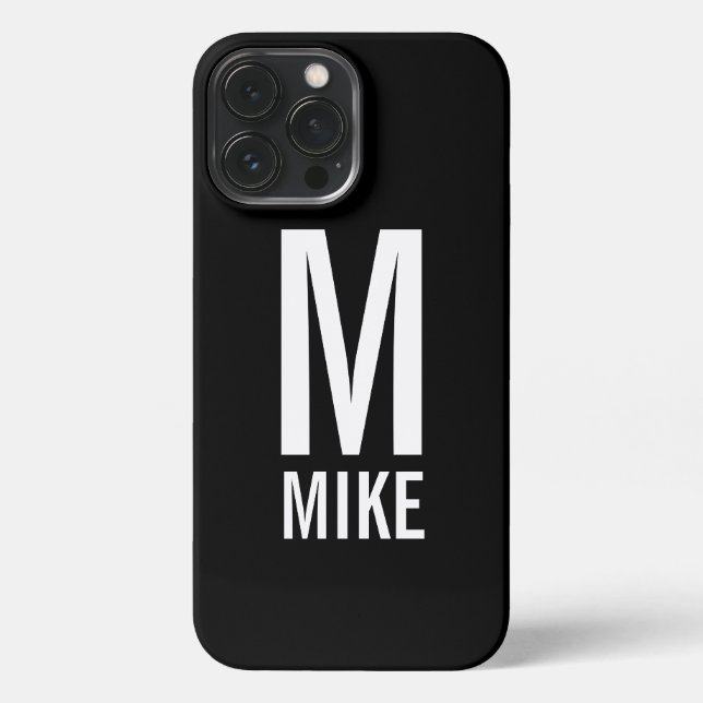 Modern Personalised Monogram and Name iPhone Case (Back)