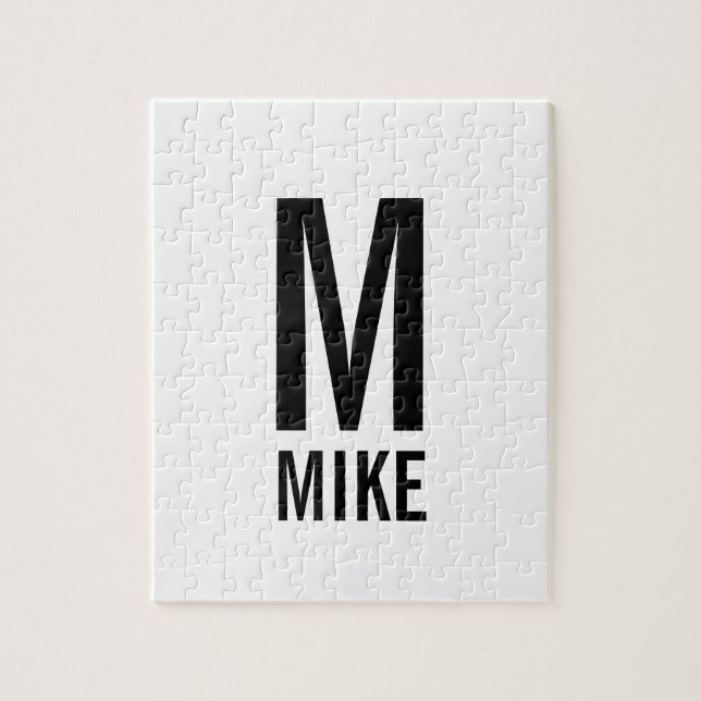 Modern Personalised Monogram and Name Jigsaw Puzzle (Vertical)