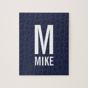 Modern Personalised Monogram and Name Jigsaw Puzzle