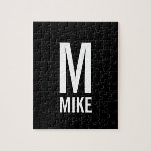 Modern Personalised Monogram and Name Jigsaw Puzzle