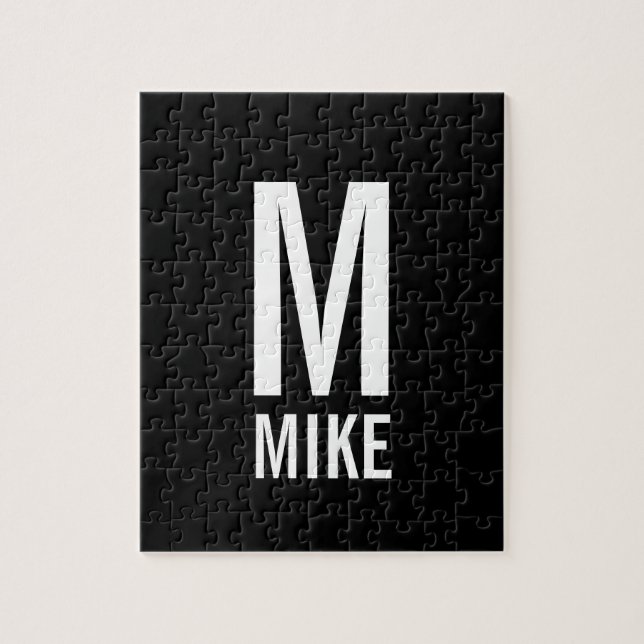 Modern Personalised Monogram and Name Jigsaw Puzzle (Vertical)