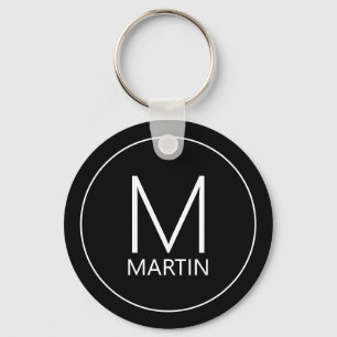 Modern Personalised Monogram and Name Key Ring