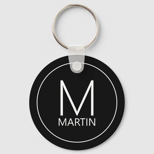 Modern Personalised Monogram and Name Key Ring (Front)